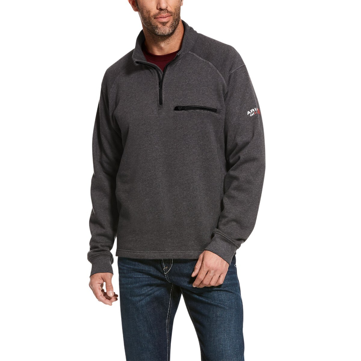 Ariat FR Rev 1/4 Zip Top in Charcoal Heather